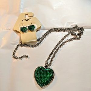 Lovely green necklace + earrings- Sale